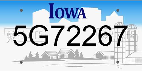 5G72267 Iowa License Plate
