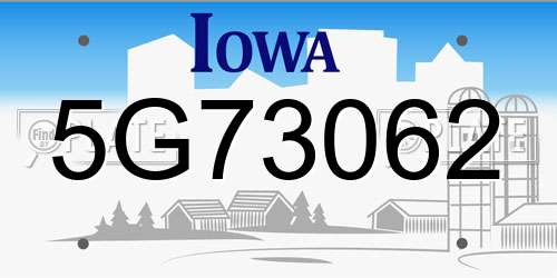 5G73062 Iowa License Plate