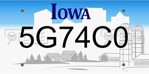 5G74C0 Iowa License Plate