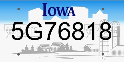 5G76818 Iowa License Plate