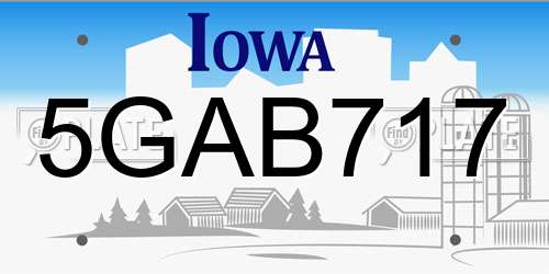 5GAB717 Iowa License Plate