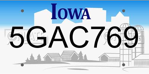 5GAC769 Iowa License Plate