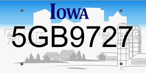 5GB9727 Iowa License Plate