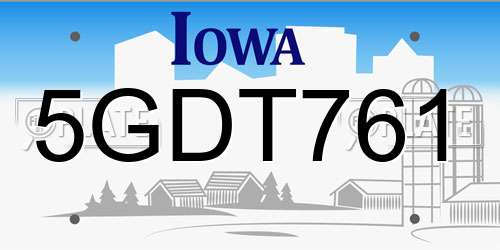 5GDT761 Iowa License Plate