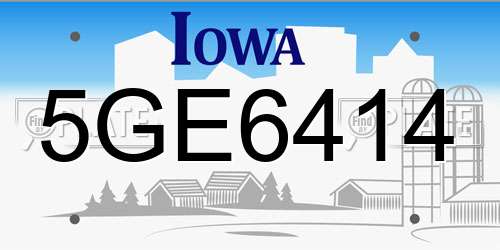 5GE6414 Iowa License Plate
