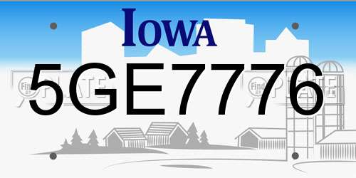 5GE7776 Iowa License Plate