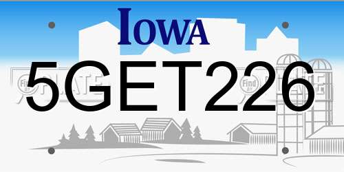 5GET226 Iowa License Plate
