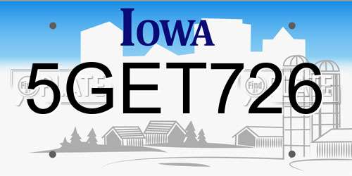 5GET726 Iowa License Plate