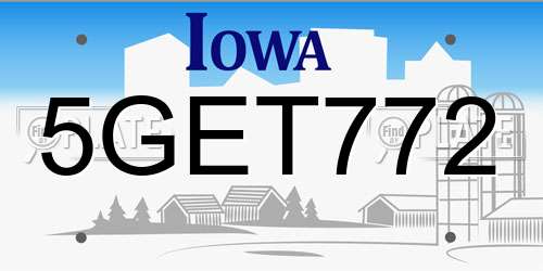 5GET772 Iowa License Plate