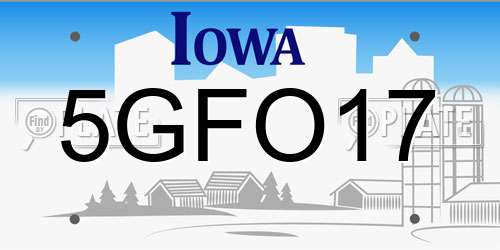 5GFO17 Iowa License Plate