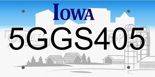 5GGS405 Iowa License Plate