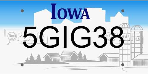 5GIG38 Iowa License Plate