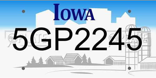 5GP2245 Iowa License Plate