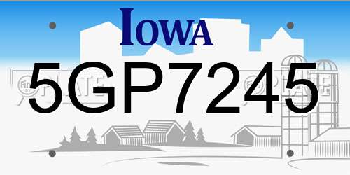 5GP7245 Iowa License Plate