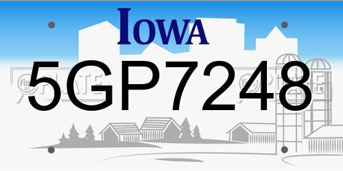 5GP7248 Iowa License Plate