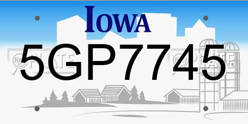 5GP7745 Iowa License Plate