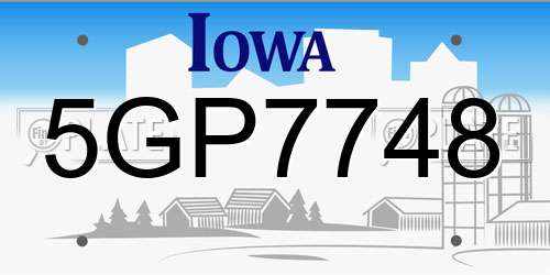 5GP7748 Iowa License Plate