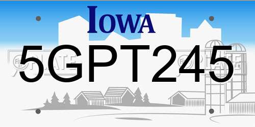 5GPT245 Iowa License Plate