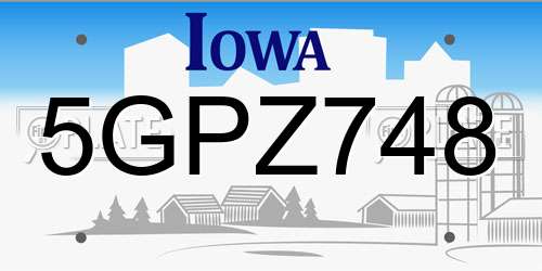 5GPZ748 Iowa License Plate