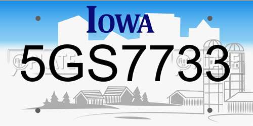 5GS7733 Iowa License Plate