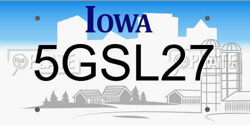 5GSL27 Iowa License Plate