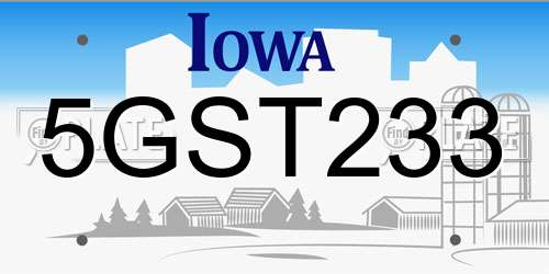 5GST233 Iowa License Plate