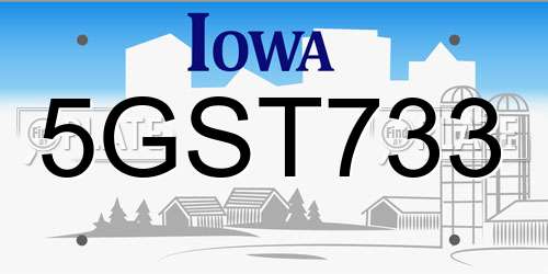 5GST733 Iowa License Plate