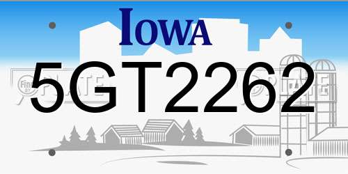 5GT2262 Iowa License Plate
