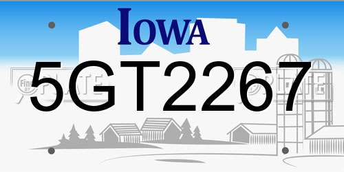 5GT2267 Iowa License Plate