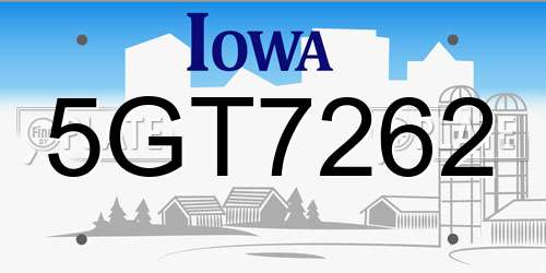 5GT7262 Iowa License Plate