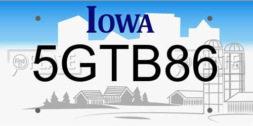 5GTB86 Iowa License Plate