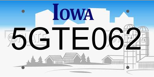 5GTE062 Iowa License Plate