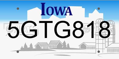 5GTG818 Iowa License Plate