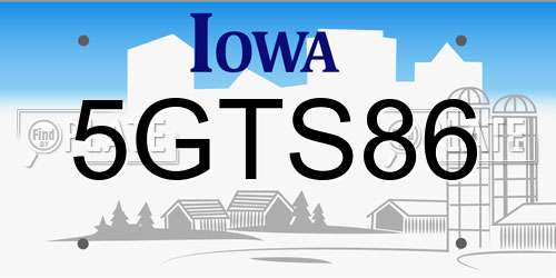 5GTS86 Iowa License Plate