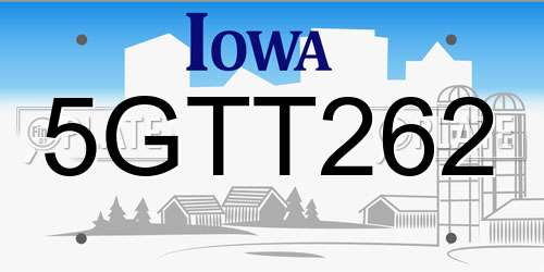 5GTT262 Iowa License Plate