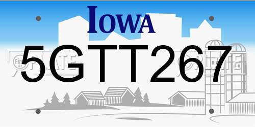 5GTT267 Iowa License Plate