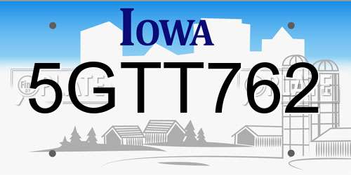 5GTT762 Iowa License Plate