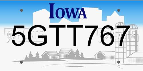 5GTT767 Iowa License Plate