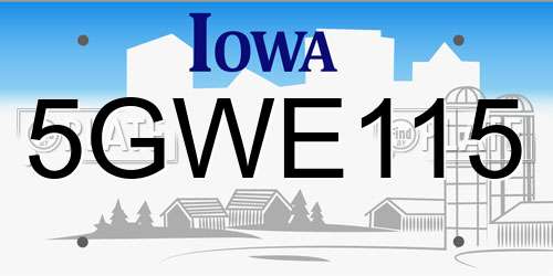 5GWE115 Iowa License Plate