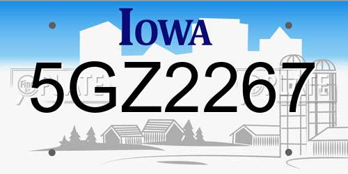 5GZ2267 Iowa License Plate