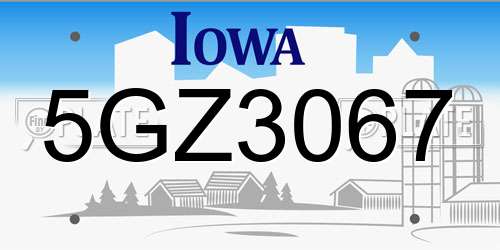 5GZ3067 Iowa License Plate