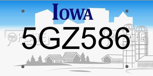 5GZ586 Iowa License Plate