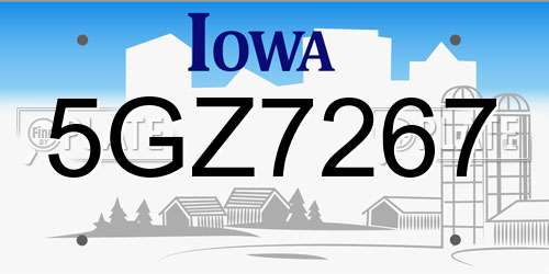 5GZ7267 Iowa License Plate