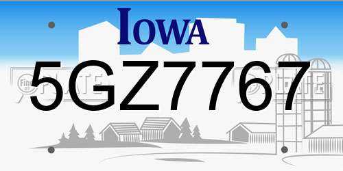 5GZ7767 Iowa License Plate