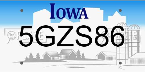 5GZS86 Iowa License Plate