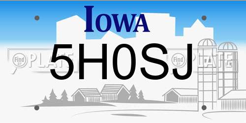 5H0SJ Iowa License Plate