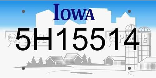 5H15514 Iowa License Plate