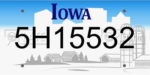 5H15532 Iowa License Plate