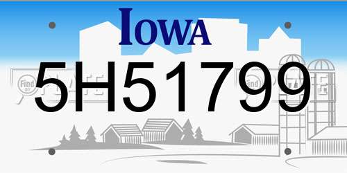 5H51799 Iowa License Plate