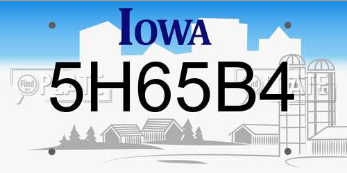 5H65B4 Iowa License Plate